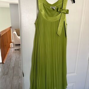 Emma James Vibrant Green Pleated Mini Dress